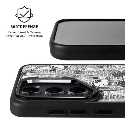 Disney Mickey Mouse Cityscape Sketch Galaxy S25 Kickstand Case